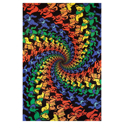 3D Grateful Dead Dancing Bears Spiral Tapestry 60" x 90"