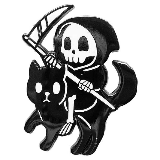Strike Gently Co Reaper/Cat Black and White Pin