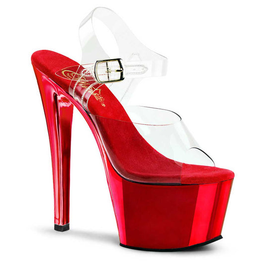 Pleaser Shoes Sky308 Clearred Chrome