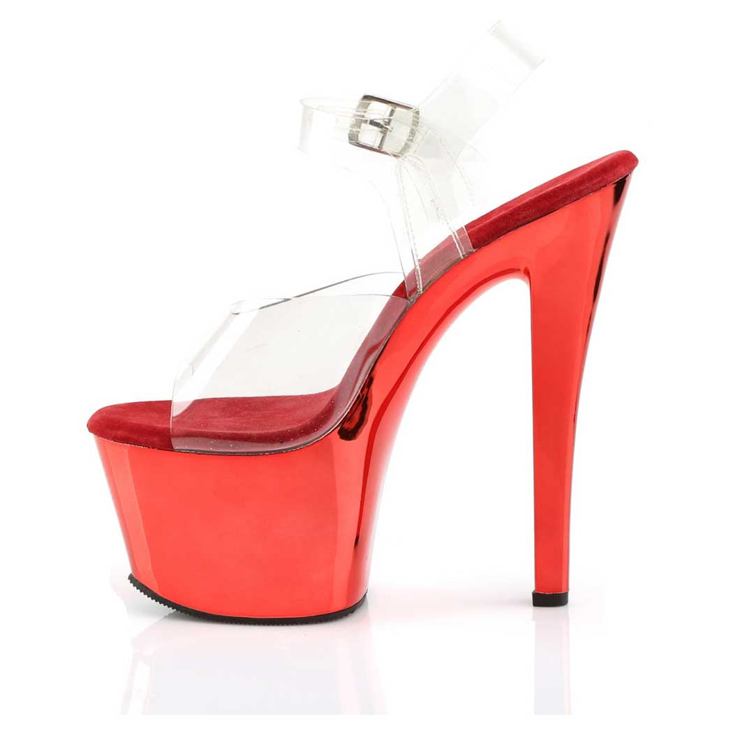 Pleaser Shoes Sky308 Clearred Chrome