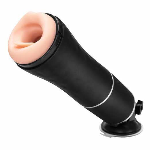 front view of the zolo automatic blowjob vibrating rechargeable masturbator zo-6031 black
