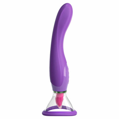 side view of the fantasy for her ultimate pleasure dual oral vibrator pd4943-12 purple