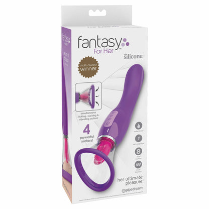 packaging of the fantasy for her ultimate pleasure dual oral vibrator pd4943-12 purple
