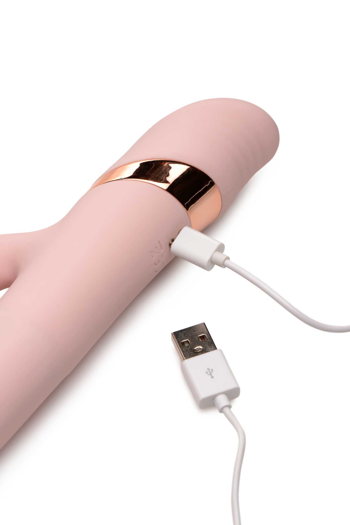 Inmi Sliding Ring Silicone Rabbit Vibrator - Pink