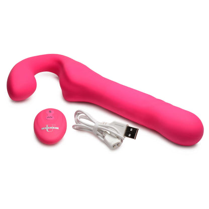 Strap U Mighty-Thrust Thrusting and Vibrating Strapless Strap-On with Remote Control - Pink