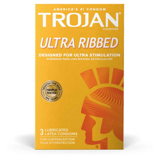 Trojan Stimulations Ultra Ribbed Lubricated Condoms 3 Pack