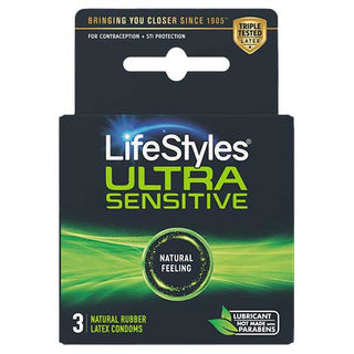 Lifestyles Ultra Sensitive Lubricated Condoms 3 Pack