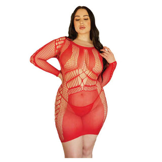 Killer Legs Love Like Crazy Long Sleeve Fishnet Dress with Thong