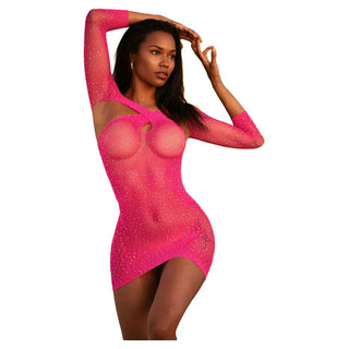 Killer Legs Sheer Star Rhinestones Fishnet Bodystocking Dress