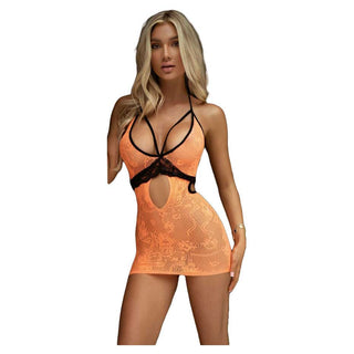 Killer Legs Fishnet Floral Cross Back Fishnet Dress