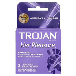 Trojan Her Pleasure Sensations Lubricated Condoms 3 Pack