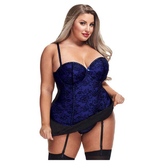 Baci Floral Lace Bustier and G-String 2-Piece Set