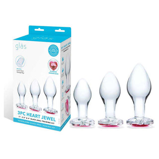 gläs 3-Piece Heart Jewel Glass Anal Training Kit