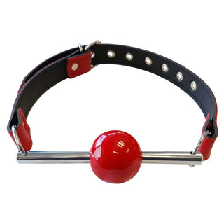 Rouge Leather Ball Gag with Stainless Steel Rod & Removable Ball