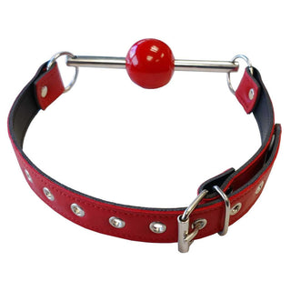 Rouge Leather Ball Gag with Stainless Steel Rod & Removable Ball