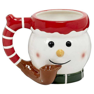 Roast and Toast Smoking Snowman Ceramic Pipe Mug 17oz