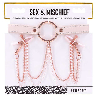 Sportsheets Peaches 'n CreaMe Collar with Nipple Clamps