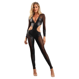 Fantasy Lingerie Edge Wetlook and Mesh Catsuit