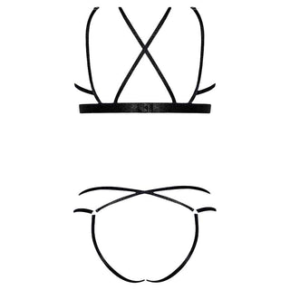 Exposed Strap Tease Cupless Bra & Crotchless Panty Set