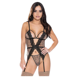 Exposed Purrfect Basque & Thong Set