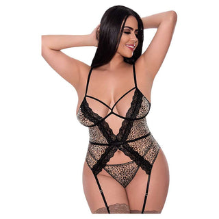 Exposed Purrfect Basque & Thong Set