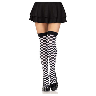 Leg Avenue Poppy Checkerboard Thigh High Stockings