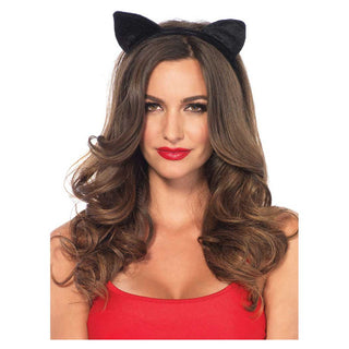 Leg Avenue Velvet Black Cat Ears Costume Headband