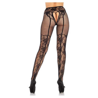 Leg Avenue Lacey Suspender Crotchless Tights