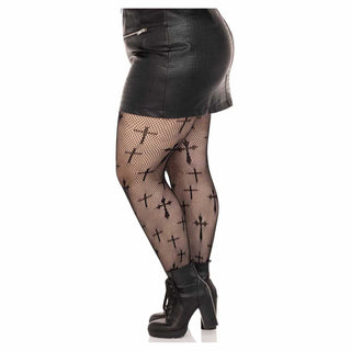 Leg Avenue Worship Me Cross Net Tights