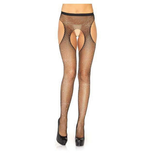 Leg Avenue Casey Rhinestone Fishnet Suspender Pantyhose