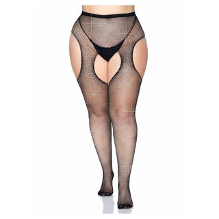 Leg Avenue Casey Rhinestone Fishnet Suspender Pantyhose