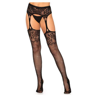 Leg Avenue Yana Fishnet Stockings with Garter Belt