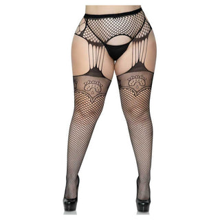 Leg Avenue Duchess Garter Belt Fishnet Stockings