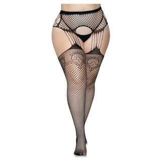 Leg Avenue Duchess Garter Belt Fishnet Stockings