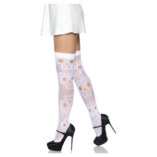 Leg Avenue Sugar Skull Net Thigh Highs