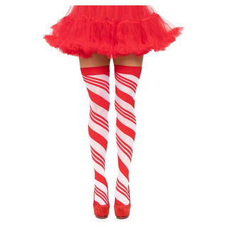 Leg Avenue Peppermint Striped Thigh Highs