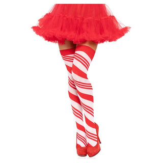 Leg Avenue Peppermint Striped Thigh Highs