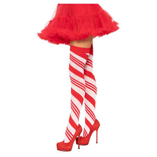 Leg Avenue Peppermint Striped Thigh Highs