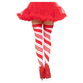 Leg Avenue Peppermint Striped Thigh Highs