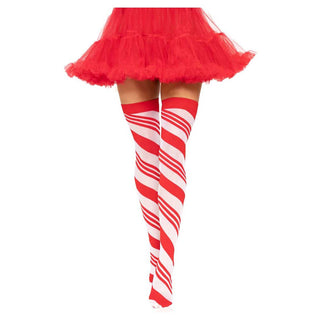 Leg Avenue Peppermint Striped Thigh Highs