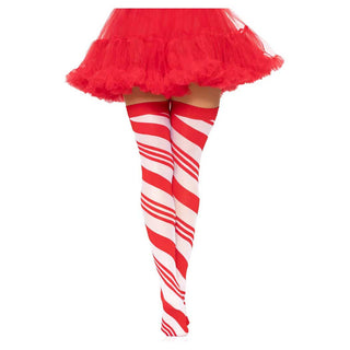 Leg Avenue Peppermint Striped Thigh Highs