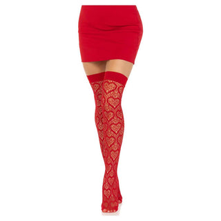 Leg Avenue Amore Heart Net Thigh Highs