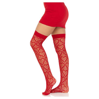 Leg Avenue Amore Heart Net Thigh Highs