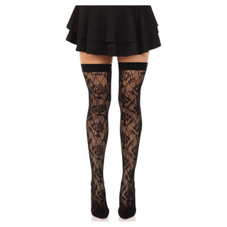 Leg Avenue Wild Rose Net Thigh Highs