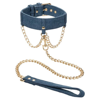 CalExotics Ride 'em Premium Denim Collar with Leash