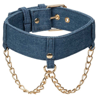 CalExotics Ride 'em Premium Denim Collar with Leash