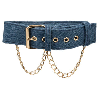 CalExotics Ride 'em Premium Denim Collar with Leash