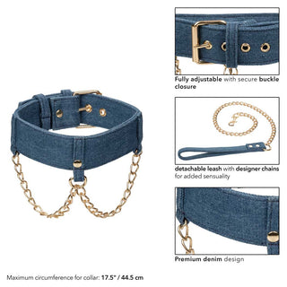 CalExotics Ride 'em Premium Denim Collar with Leash