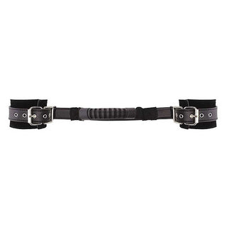 Ouch! Black & White Bonded Leather Hand Cuffs With Handle