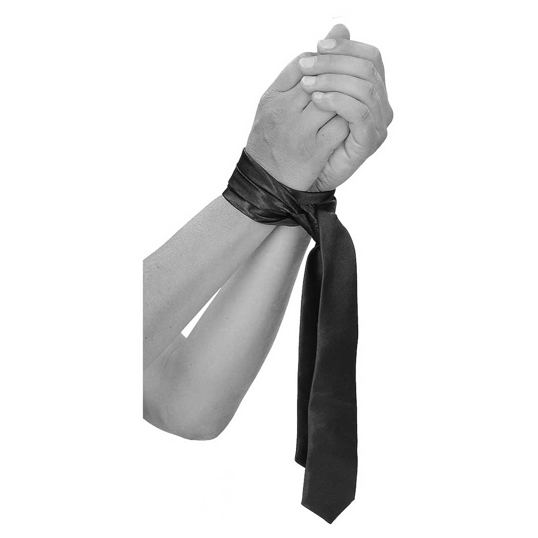 Ouch! Black & White Satin Bondage Tie
